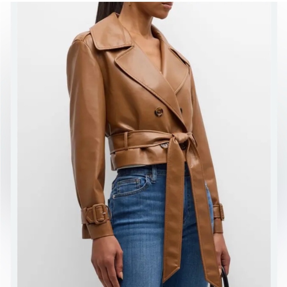 Alice & Olivia leather cropped trench